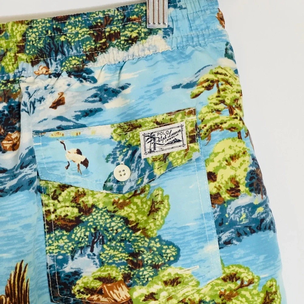 Vintage Polo Ralph Lauren Scenic Blue‎ Swim Shorts Trunks XL Board Shorts